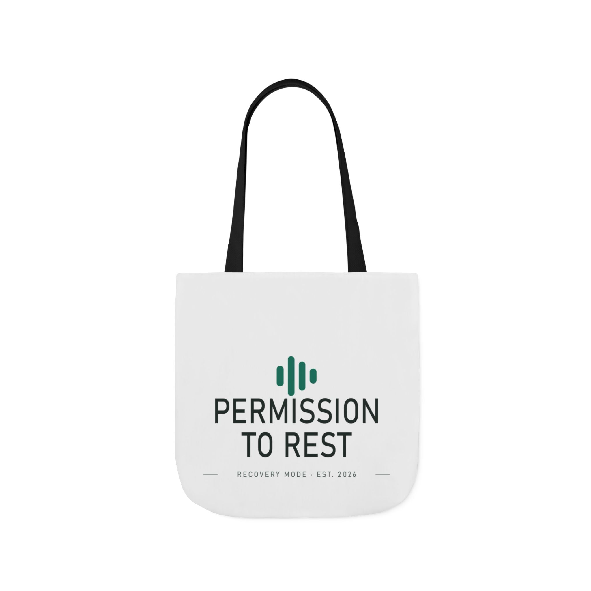 Permission to Rest canvas tote — print detail